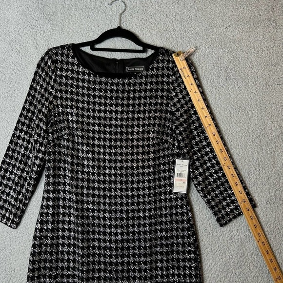 Jessica Howard Dress Womens 10 Black Houndstooth Glitter Knit Shift‎ Dress NEW - Picture 8 of 13